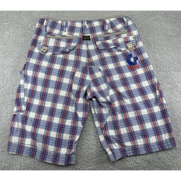 G Star Raw Men's Rovic Zip Relaxed Blue Plaid Cargo Shorts Size 33 (34 Waist) - Picture 2 of 12